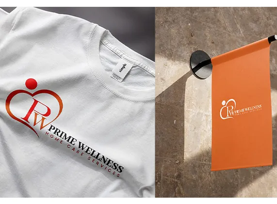 Prime Wellness logo printed on a white T-shirt
